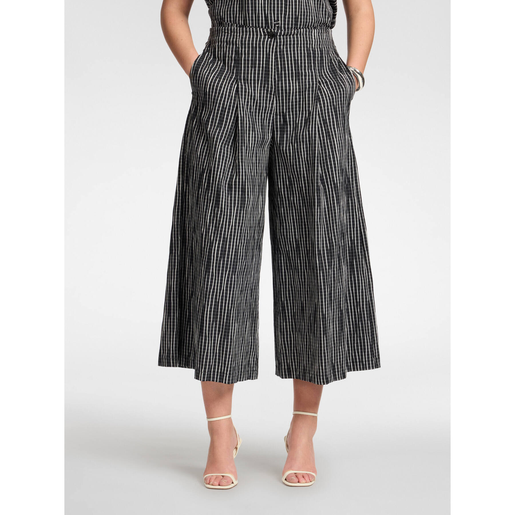 Elena Mirò - Pantalones cropped plisados - Negro