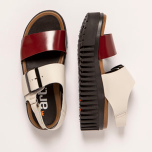 Sandalia de cuña 1578 MULTI CREAM-BURDEOS/BRIGHTON color Cream-burdeos