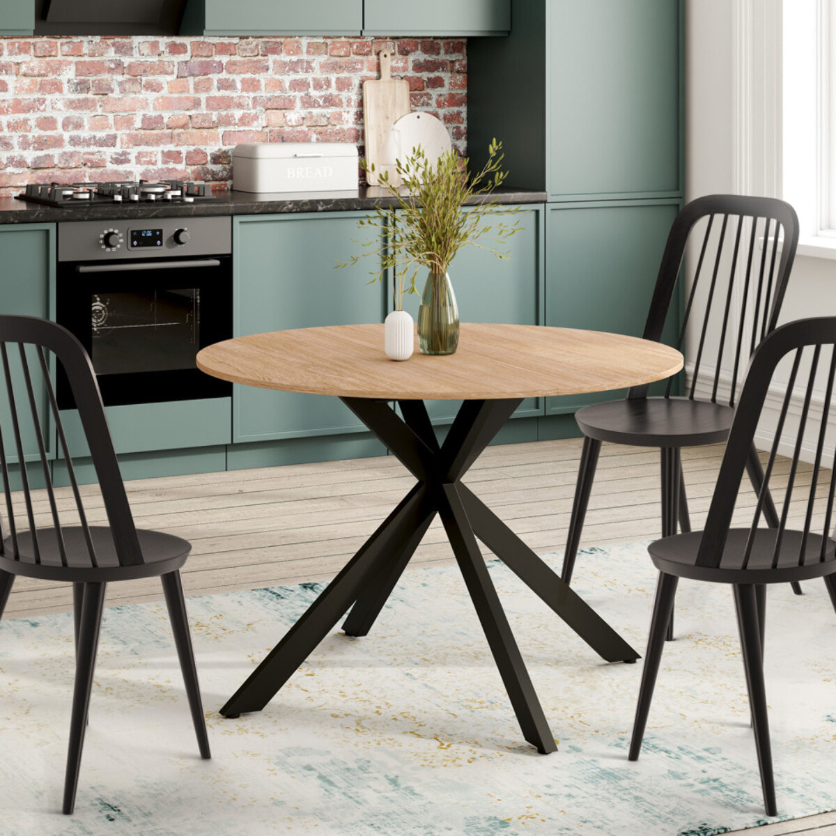 Table à manger ronde extensible Soline Ø110-150cm