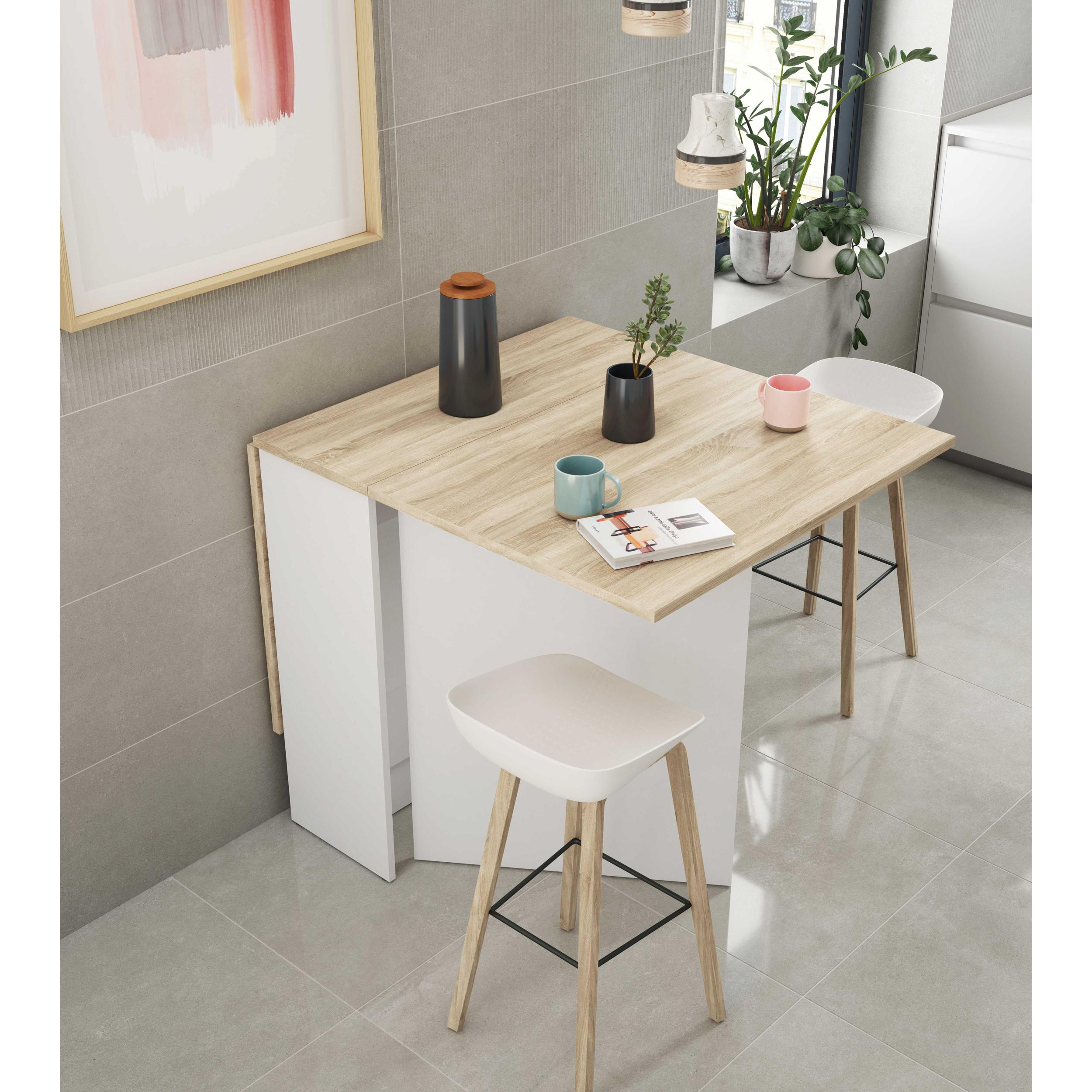 Mesa extensible lys 30-140 cm roble/blanco