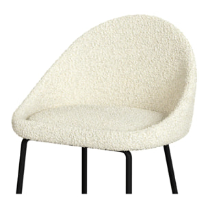 Lot de 2 chaises pour îlot central 65 cm en tissu bouclette blanc - Misty