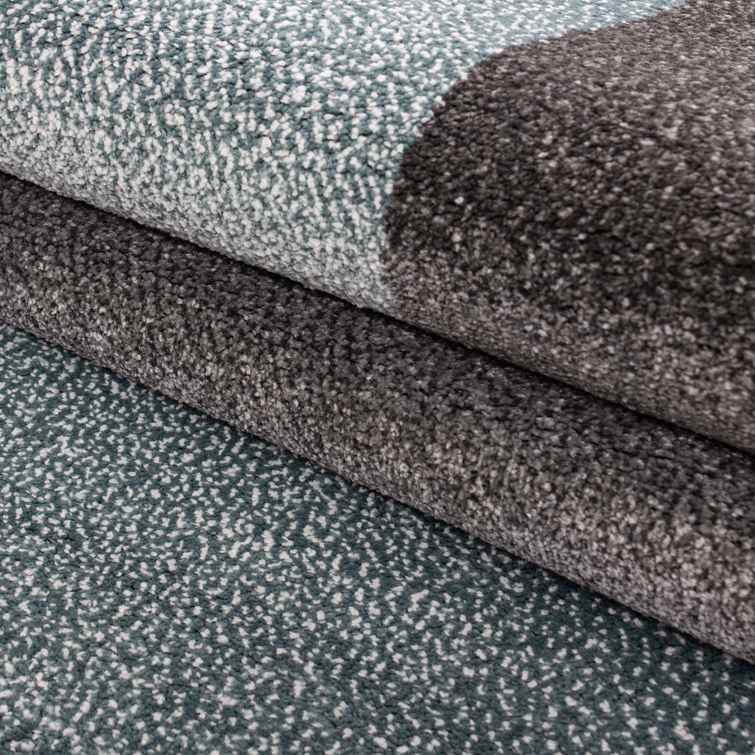 LUCCA - Tapis à poils ras à motif géométrique bleu - LUC1810BLE