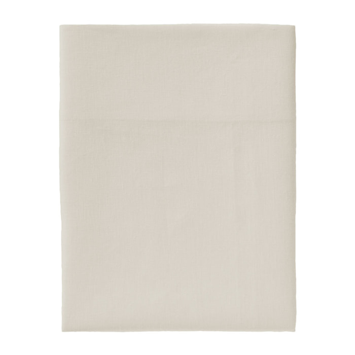 Drap plat uni en lin lavé, Made in France, NOUVELLE VAGUE , Beige naturel