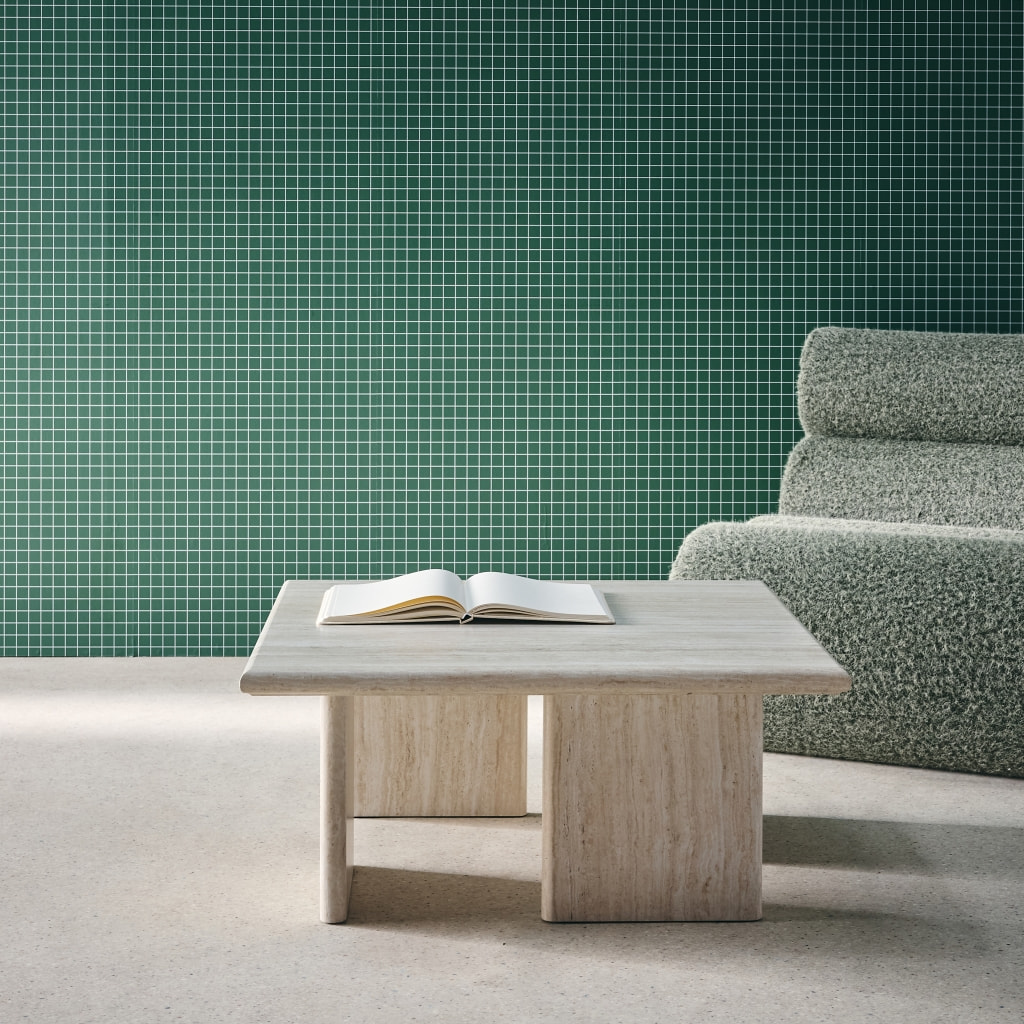 Table basse carré effet travertin 80 x 80cm