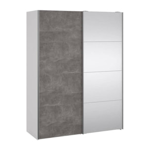 Guardaroba 2 ante Seraphine, Mobile camera da letto, Cabina armadio portabiti, Armadio appendiabiti, 150x61 h200 cm, Bianco e Grigio