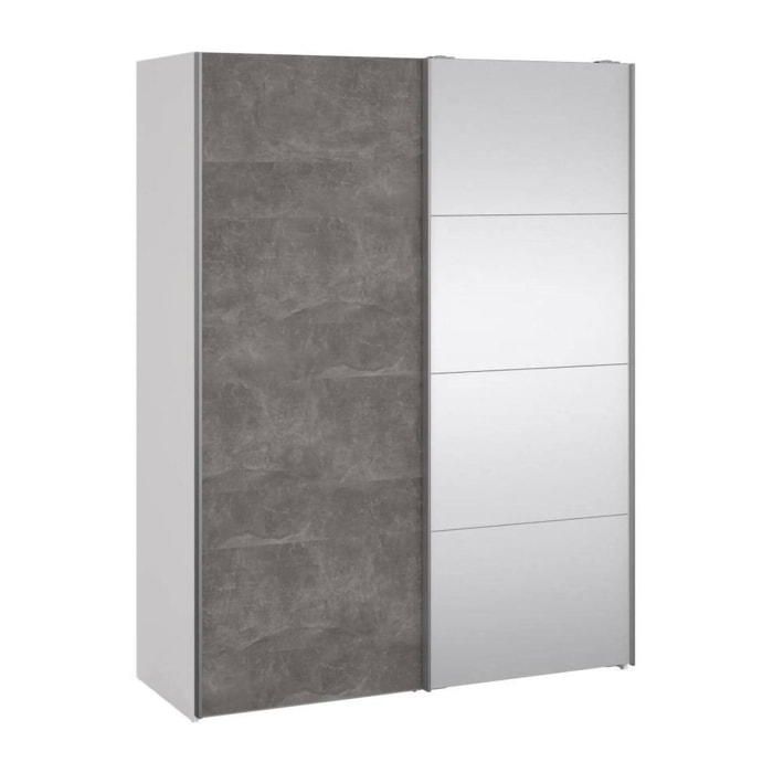 Guardaroba 2 ante Seraphine, Mobile camera da letto, Cabina armadio portabiti, Armadio appendiabiti, 150x61 h200 cm, Bianco e Grigio