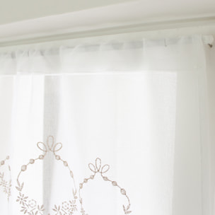 Paire de petits voilages ornée de broderies - Beige