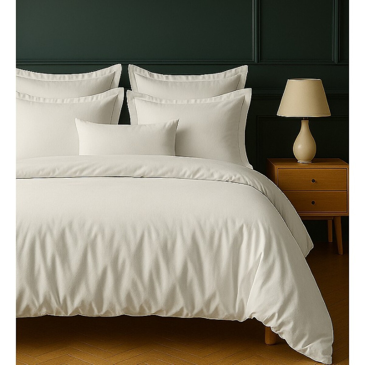 Parure Housse De Couette + 2 taies 100% Coton 57fils Ivoire