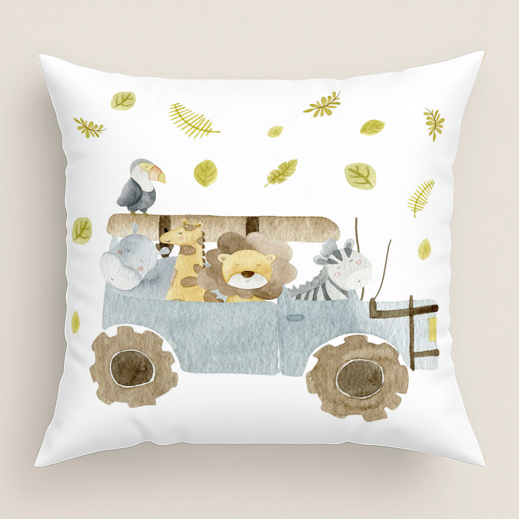 Cool Kids - Funda de Cojín Estampado - Con Cremallera - Sin relleno - 100% Algodón - Serengeti