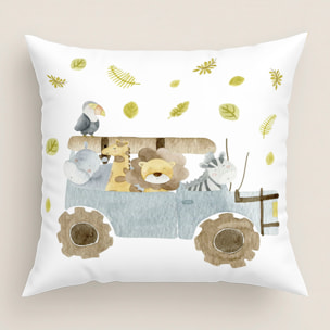 Cool Kids - Funda de Cojín Estampado - Con Cremallera - Sin relleno - 100% Algodón - Serengeti