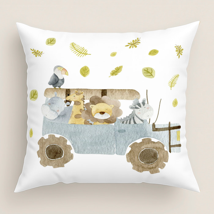 Cool Kids - Funda de Cojín Estampado - Con Cremallera - Sin relleno - 100% Algodón - Serengeti