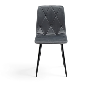 Set di 4 sedie CUENCA in tessuto effetto velluto grigio e gambe nere