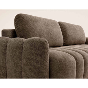 Silvia - Canapé droit 3 places convertible avec coffre - en tissu bouclette - Marron