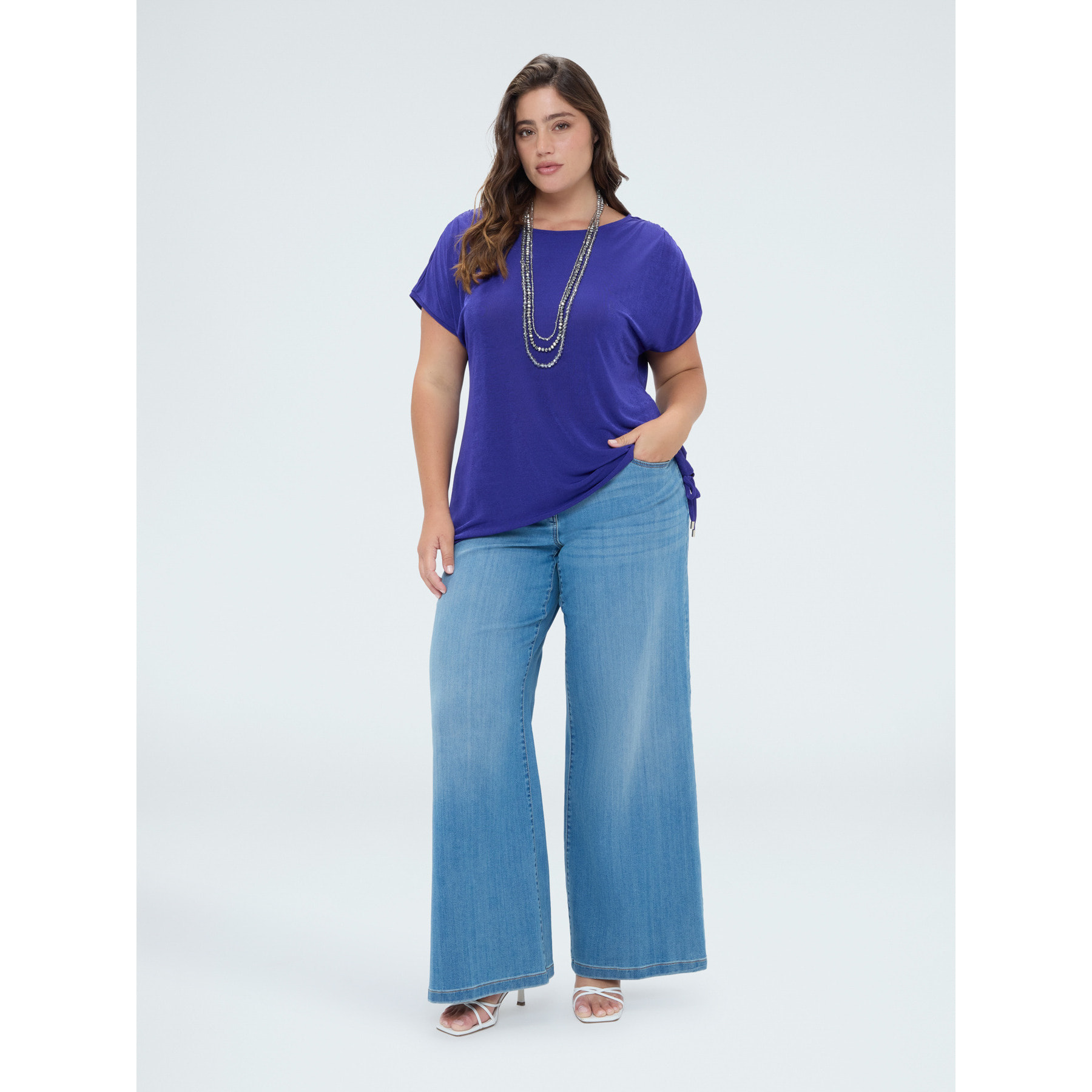 Fiorella Rubino - T-shirt in jersey con coulisse - Viola