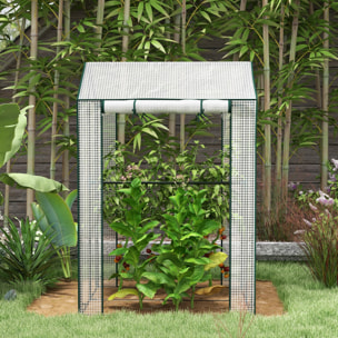 Serre de jardin 0,8 m² - 2 espaces, 2 portes enroulables - acier PE transparent