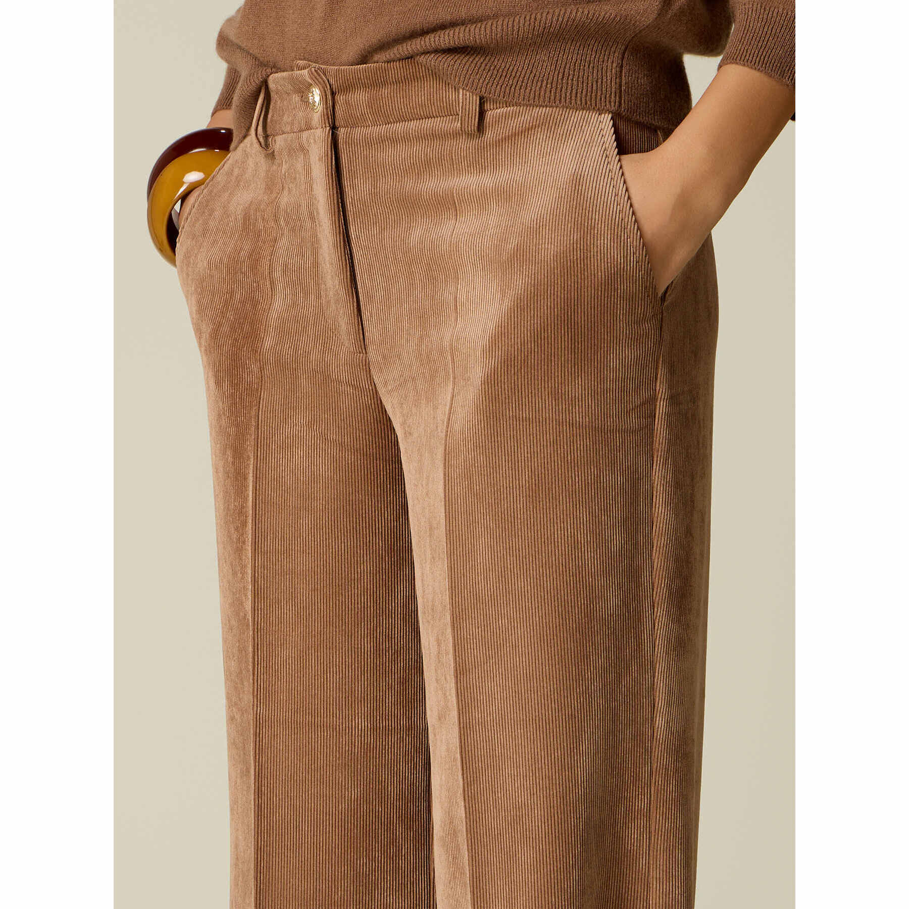 Oltre - Pantalones palazzo de pana - Beige
