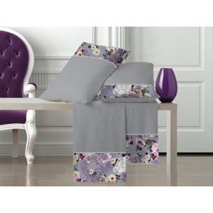 Completo letto Armonie IPERSAN Puro Cotone Ramage Grigio