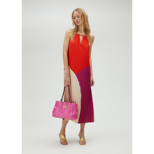 Vestito plissettato tricolore