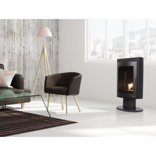 Estufa de etanol en acero negro con puerta de cristal templado SILENUS B FLAME PURLINE