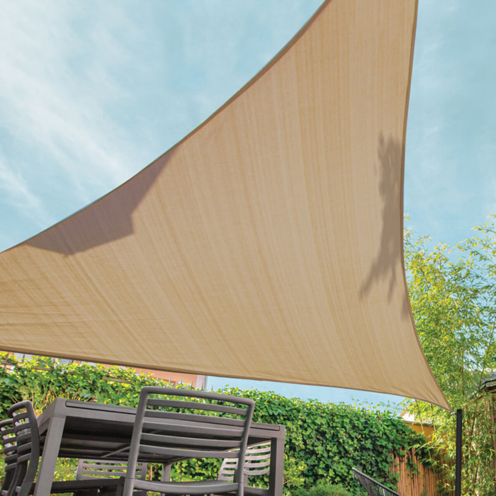 Voile d'ombrage triangulaire beige 5x5x5m