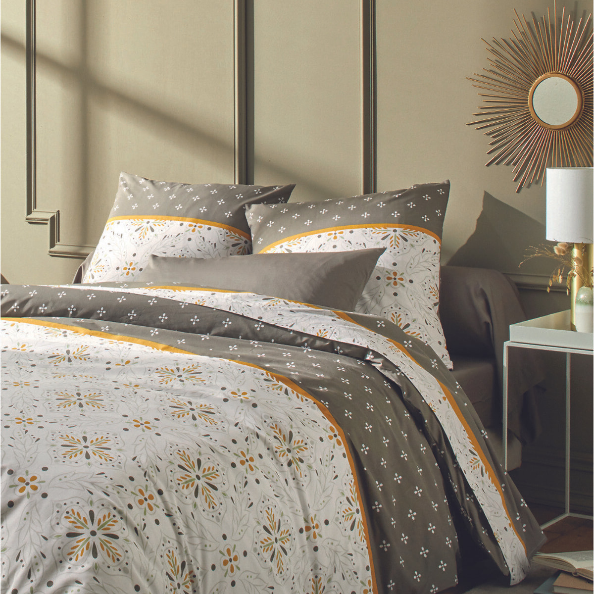 Parure Housse De Couette 3pcs Coton Percale Tily Havane