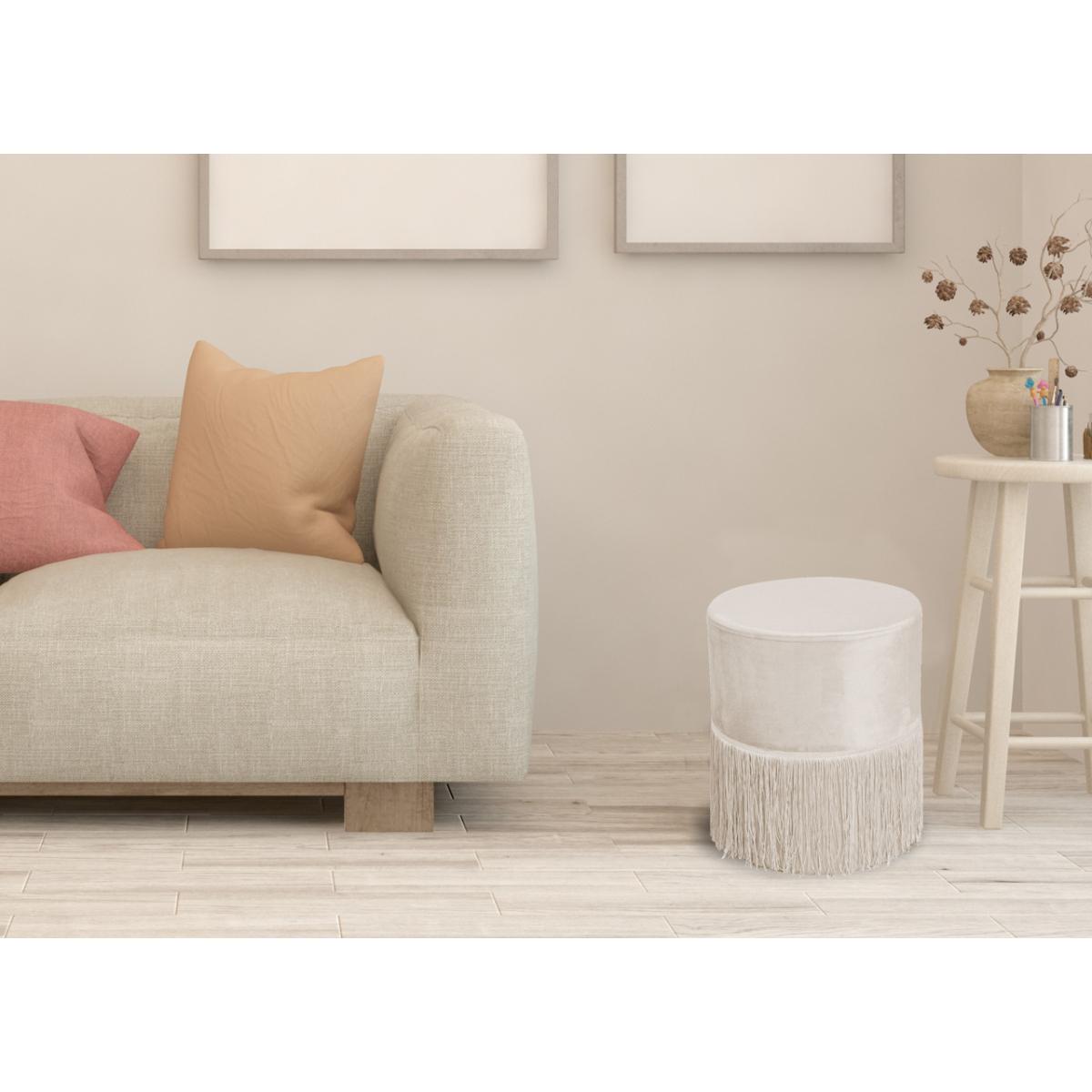 Pouf Poggiapiedi Rotondo Seduta In Velluto Velvet Malibù Beige