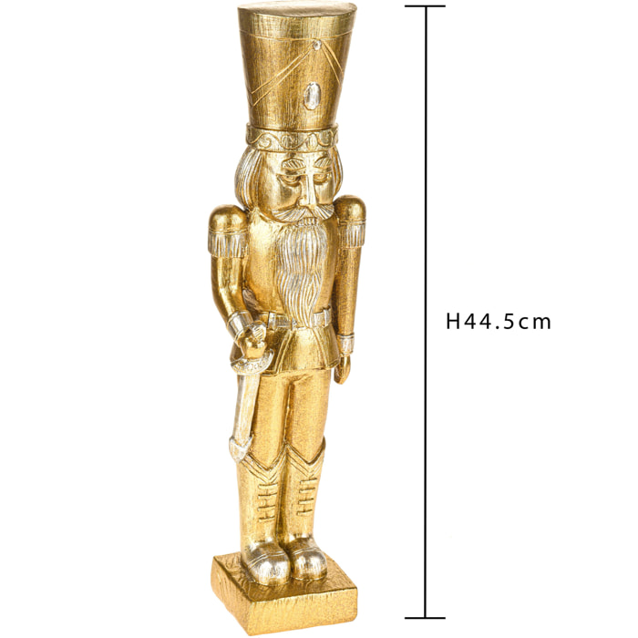 Schiaccianoci In Resina. Altezza 44,5 Cm - Pezzi 1 - 12,3X44,5X7,5cm - Colore: Dorato - Bianchi Dino - Articoli Natalizi