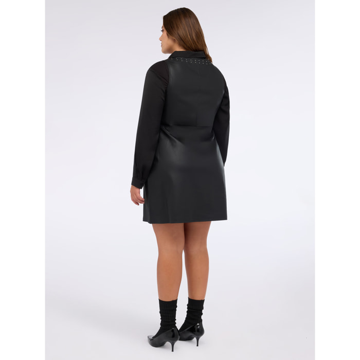 Fiorella Rubino - Vestido sin mangas en tejido revestido con tachuelas pequeñas - Negro