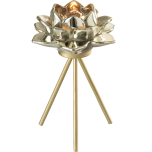 J-Line bougeoir Sur Pied Fleur - verre - or - small
