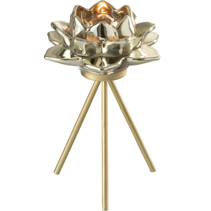 J-Line bougeoir Sur Pied Fleur - verre - or - small