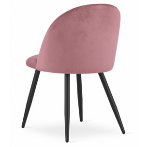 Set di 2 sedie Bello in velluto rosa antico con gambe nere