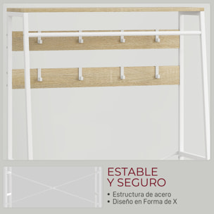 Perchero Zapatero Perchero Entrada Recibidor con Zapatero 8 Ganchos 2 Cajones de Tela Barra Estante de Malla Estilo Industrial para Pasillo Dormitorio Salón 80x30x180,5 cm Natural