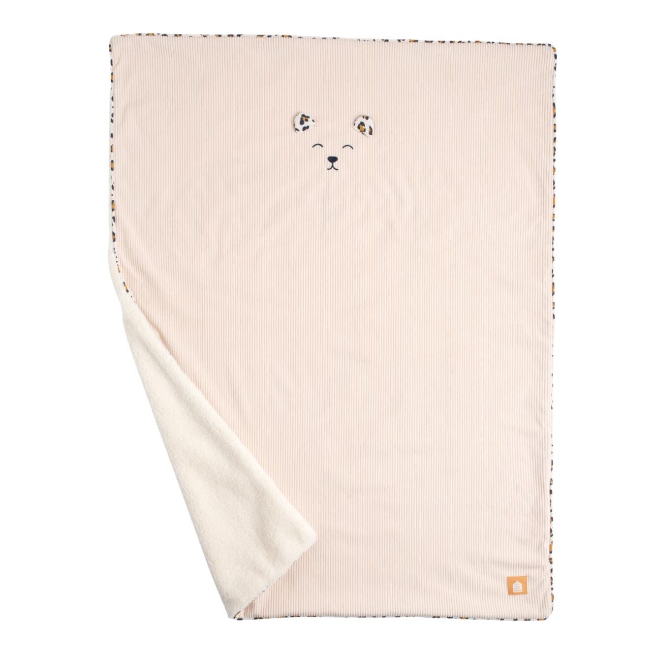 Couverture bébé en velours cotelé et sherpa