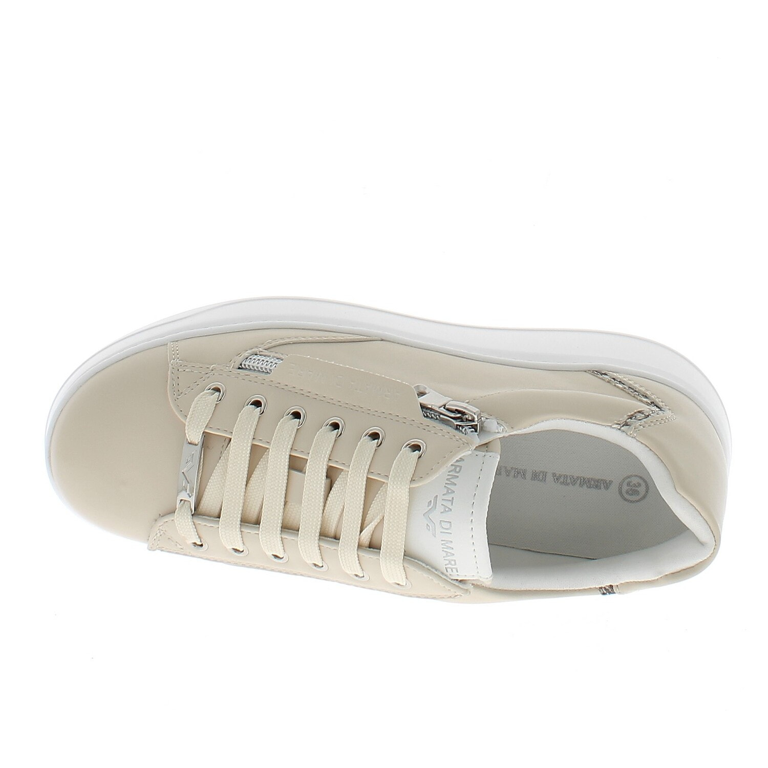 Armata di Mare Scarpe Donna Sneakers Basse con Soletta in Memory Foam AMD S61H23 White Grey Rock Silver