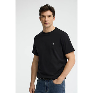 Maglietta nera a maniche corte e ricamo Rigby Go