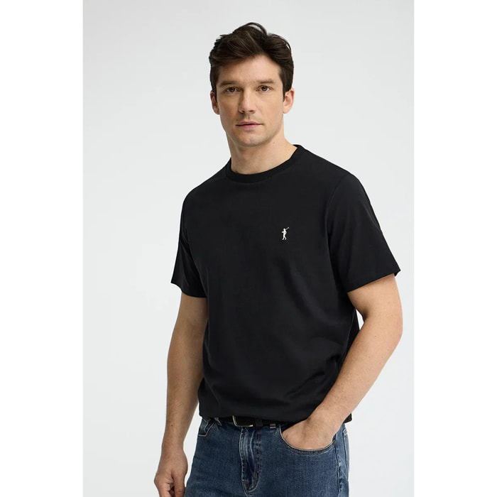 Maglietta nera a maniche corte e ricamo Rigby Go