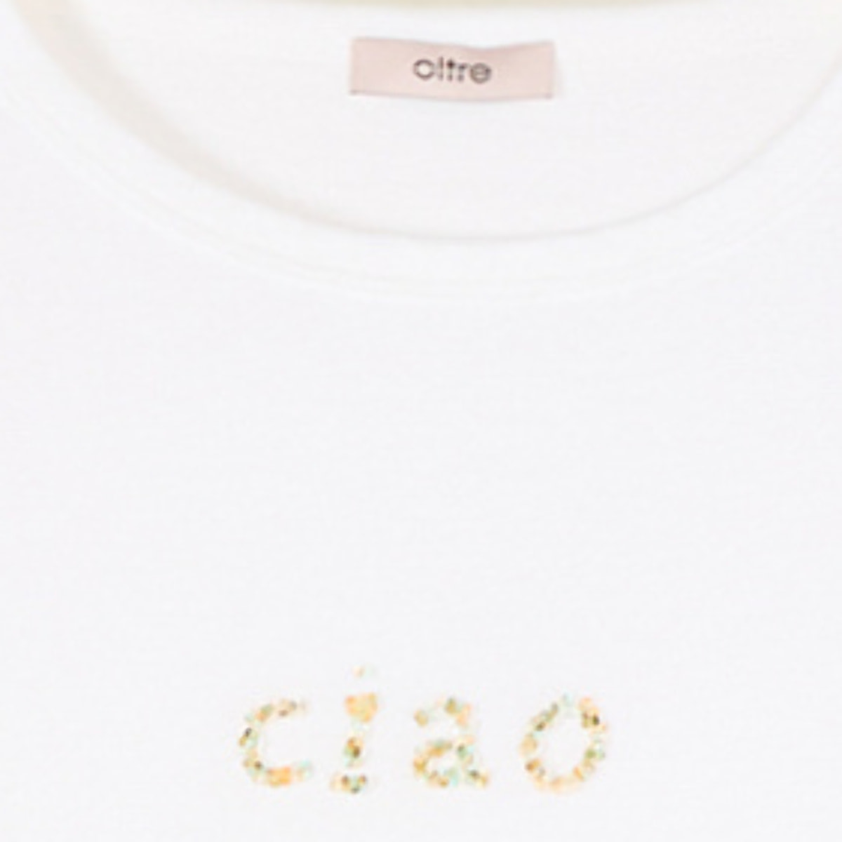 Oltre - T-shirt boxy in cotone con ricamo gioiello - Bianco