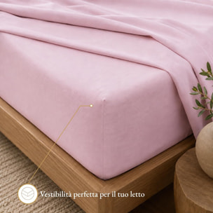 Completo lenzuola in cotone - Rosa