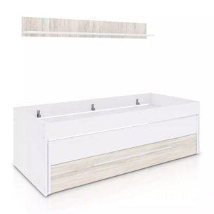 Cama doble juvenil con estante Nuit Blanco Artik (Blanco Mate) – Blanco Velho