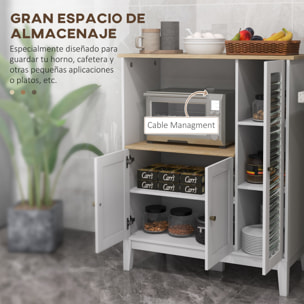 Mueble Auxiliar de Cocina Moderno Mueble para Microondas Aparador de Cocina con Estantes 3 Puertas Compartimiento Abierto y Sistema Anti-vuelco para Comedor 80x35x97 cm Blanco