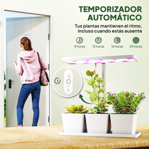 Lámpara de Planta Interior, 30 LED, Luz de Crecimiento de Espectro Completo, Ajustable en Altura con Temporizador Automático 8/12/16/24H, 5 de Brillo y 3 Cajas para Invernadero, Jardín