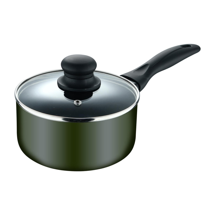 Cazo ø16x8 cm en aluminio prensado verde, antiadherente y ligera para cocina diaria expert san ignacio