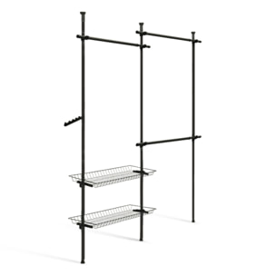 Penderie télescopique avec rangements intégrés H278cm