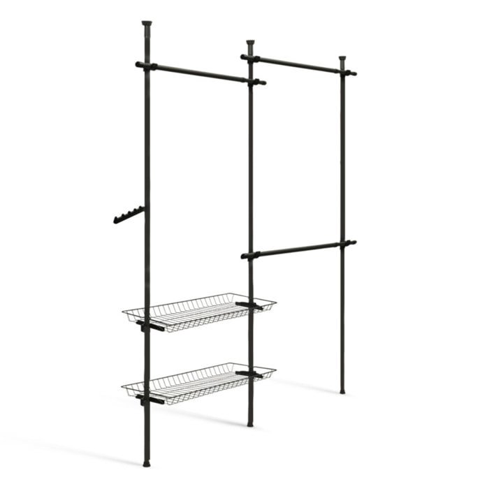 Penderie télescopique avec rangements intégrés H278cm