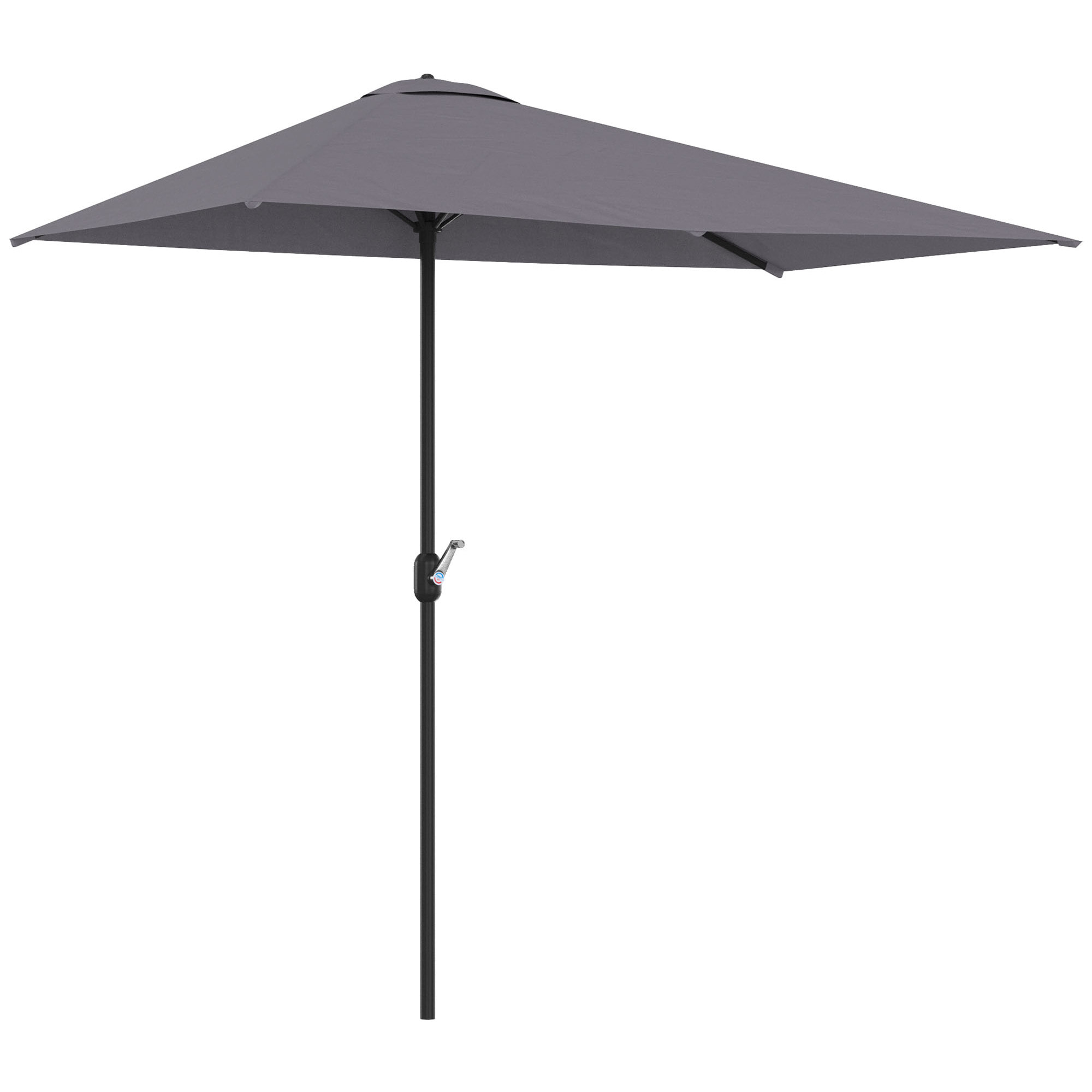 Outsunny Sombrilla Semicircular 230x130x245 cm Parasol Pared con Manivela Gris