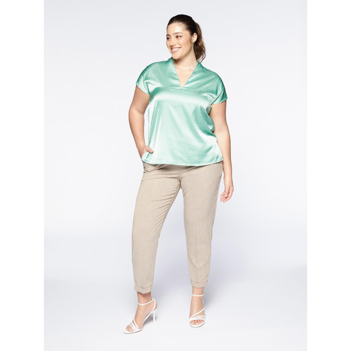 Fiorella Rubino - Blusa de raso con micro tachuelas - Green Water