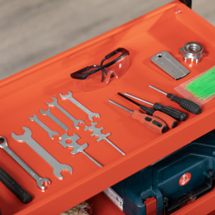 Carro de Taller Carro de Herramientas con 3 Estantes Ruedas y Paneles Perforados para Garaje Mecánico Hogar Carga 100 kg Rojo y Negro