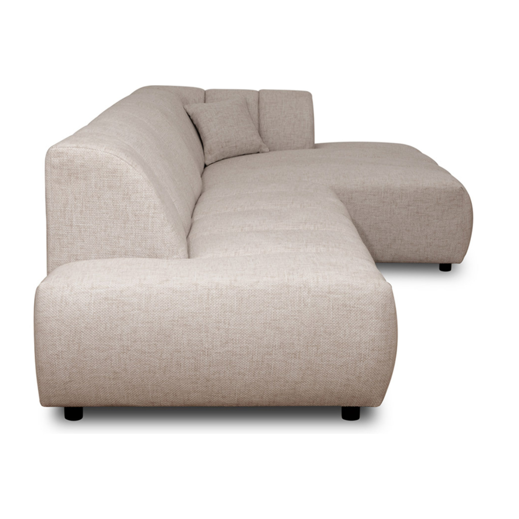 Curtis - canapé d'angle droit 4 places sans accoudoir en tissu texturé - Beige