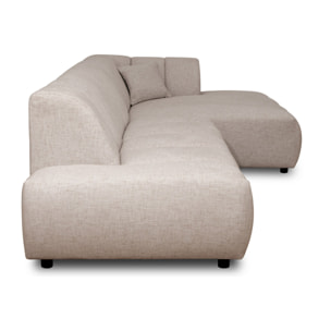 Curtis - canapé d'angle droit 4 places sans accoudoir en tissu texturé - Beige