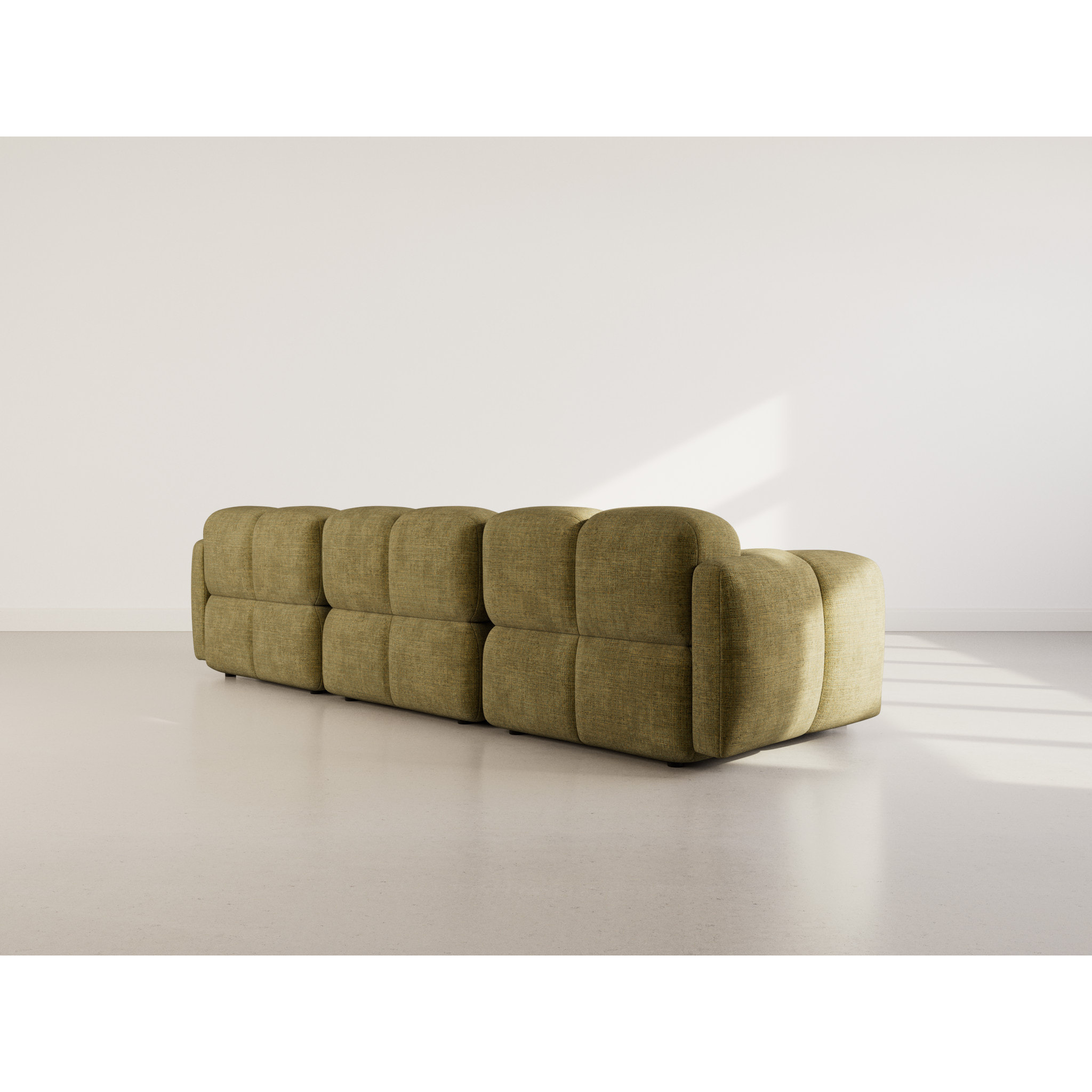 Grace - canapé modulable 3 places en velours texturé - Vert Olive